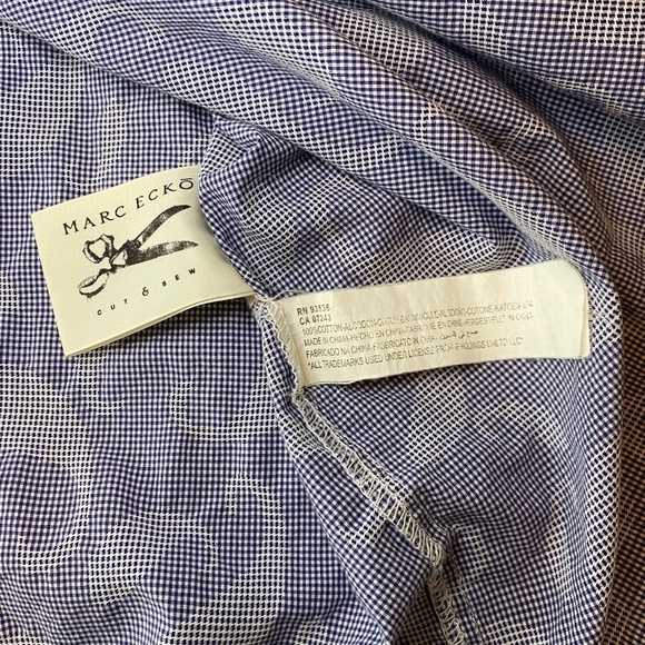 Marc Ecko Cut & Sew Long Sleeve Button Down Blue Gingham Paisley Size XL - Picture 8 of 8